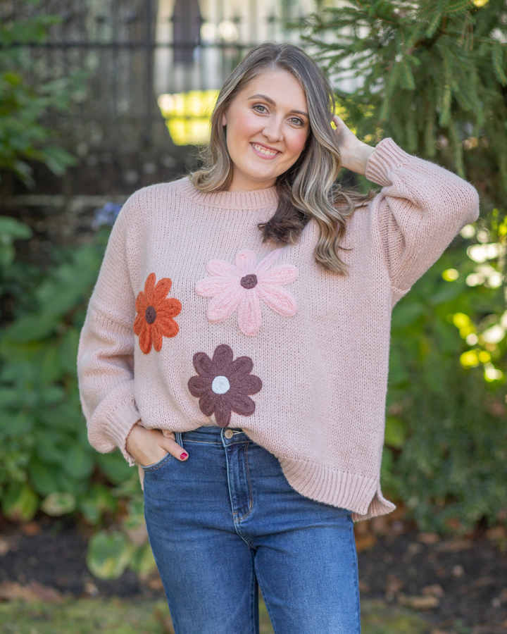 Flower Sweater - Soft Pink