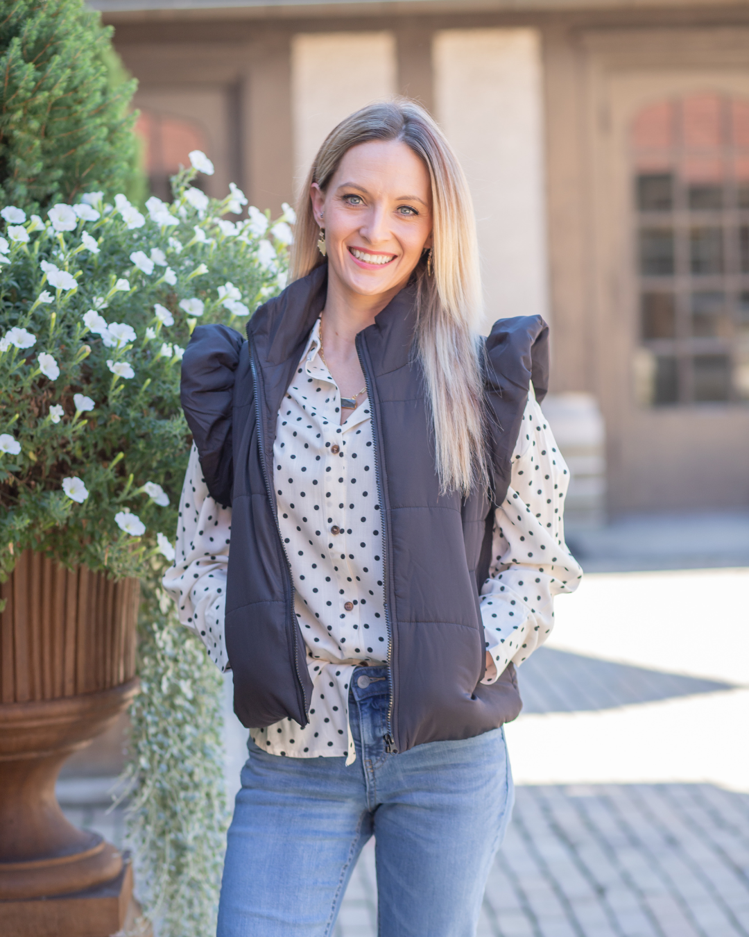 Ruffle Quilted Vest