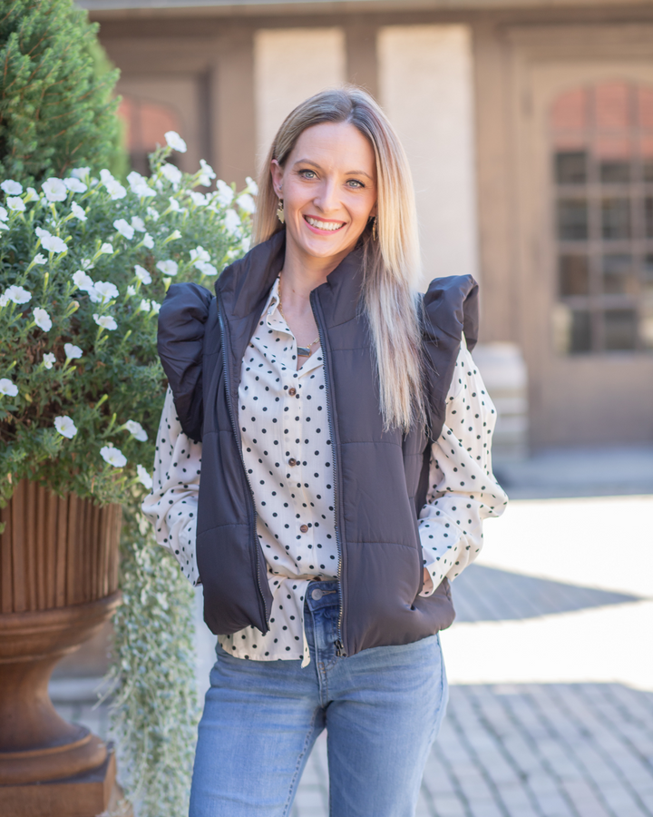 Ruffle Quilted Vest