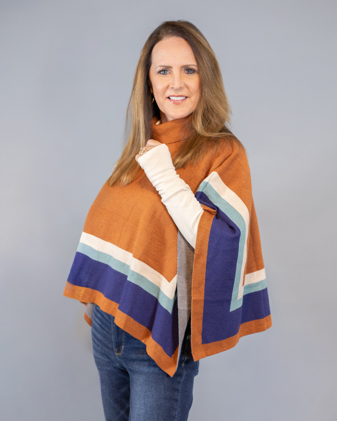 Western Turtleneck Poncho