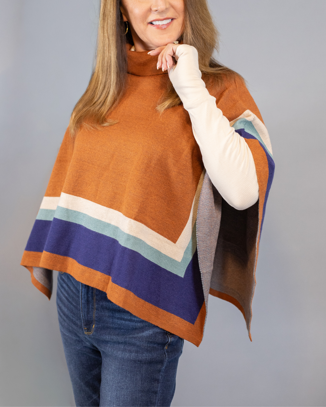 Western Turtleneck Poncho