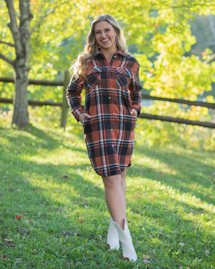 Cozy Flannel Dress w/ Pockets