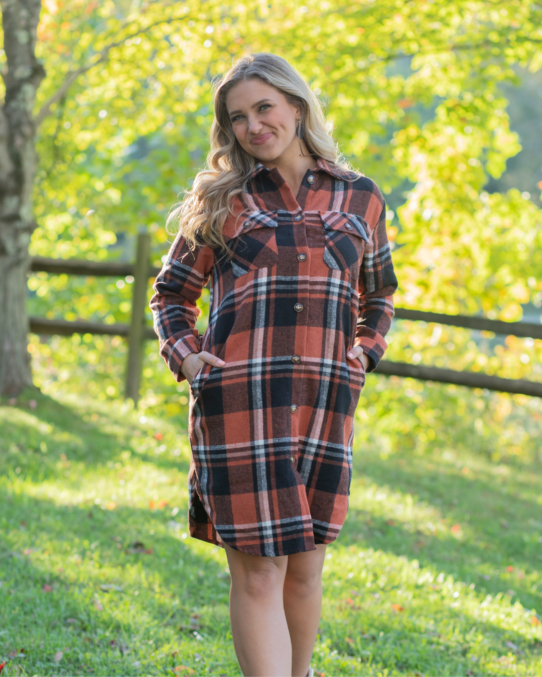Cozy Flannel Dress w/ Pockets