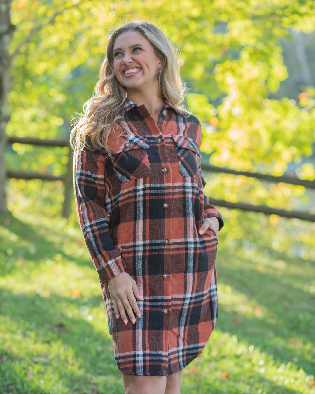 Cozy Flannel Dress w/ Pockets