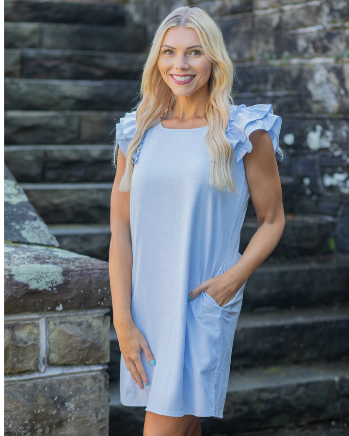Blossom Ruffle Dress in Blue