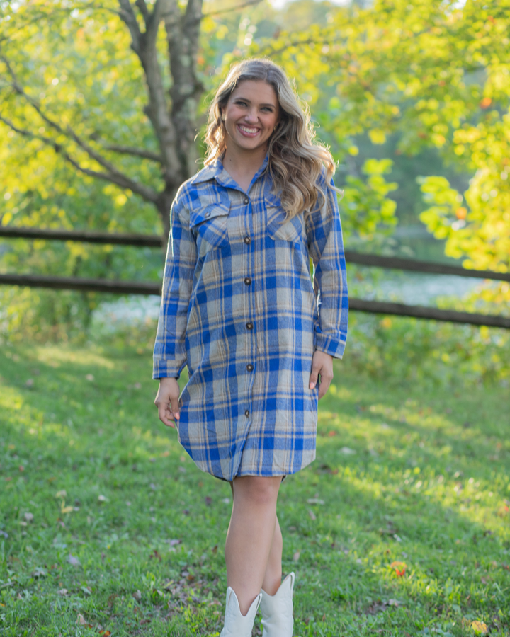 Cozy Flannel Dress w/ Pockets