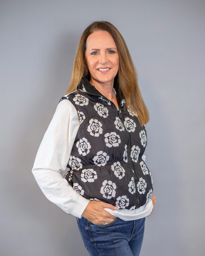 Reversible Black Floral Vest