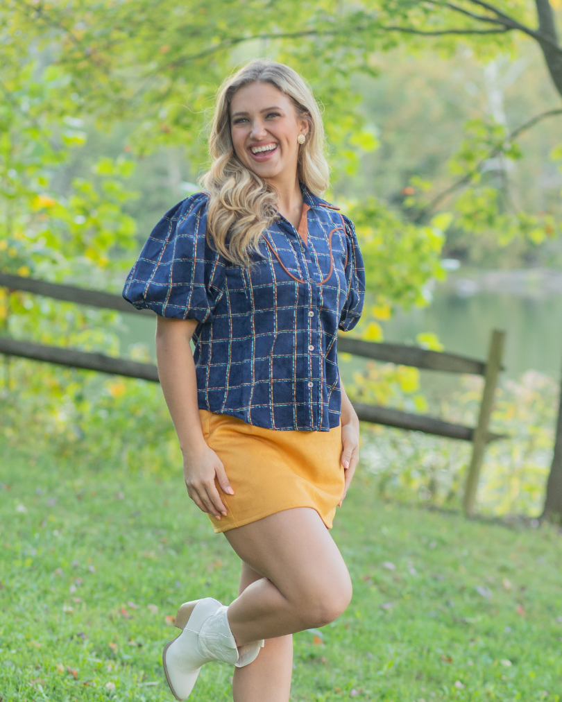 Western Inspired Plaid Blouse