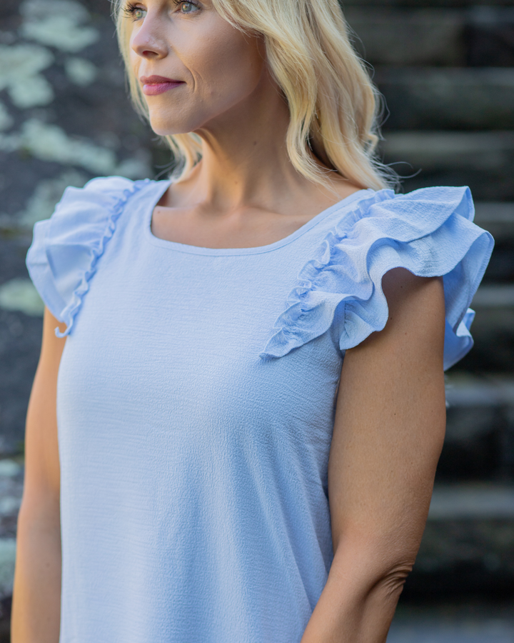 Blossom Ruffle Dress in Blue