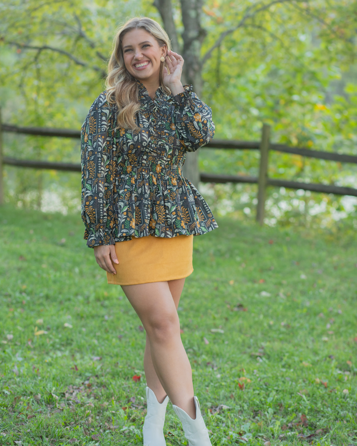 Gold Accent Criss-Cross Blouse