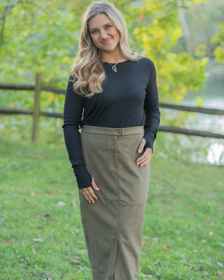 Tuscan Suede Maxi Skirt