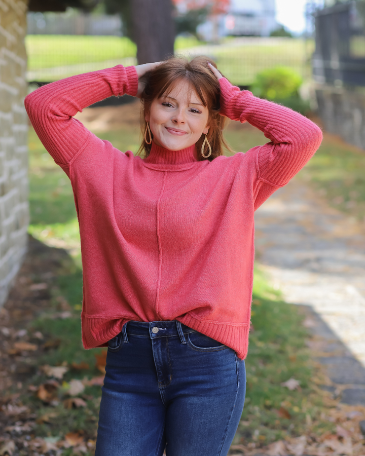 Pink Turtleneck Sweater
