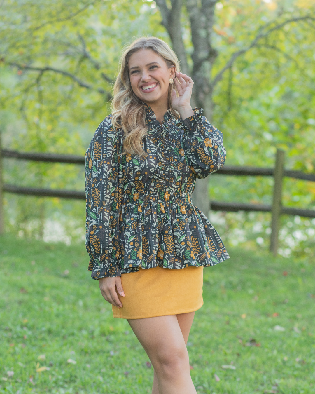 Gold Accent Criss-Cross Blouse