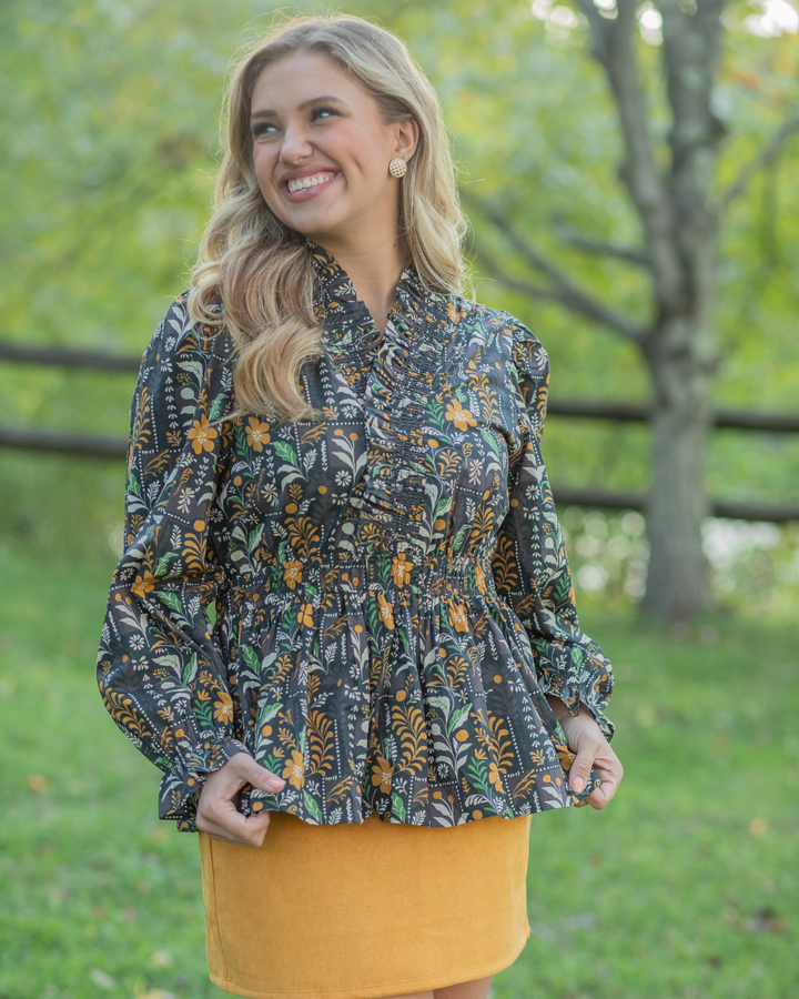 Gold Accent Criss-Cross Blouse