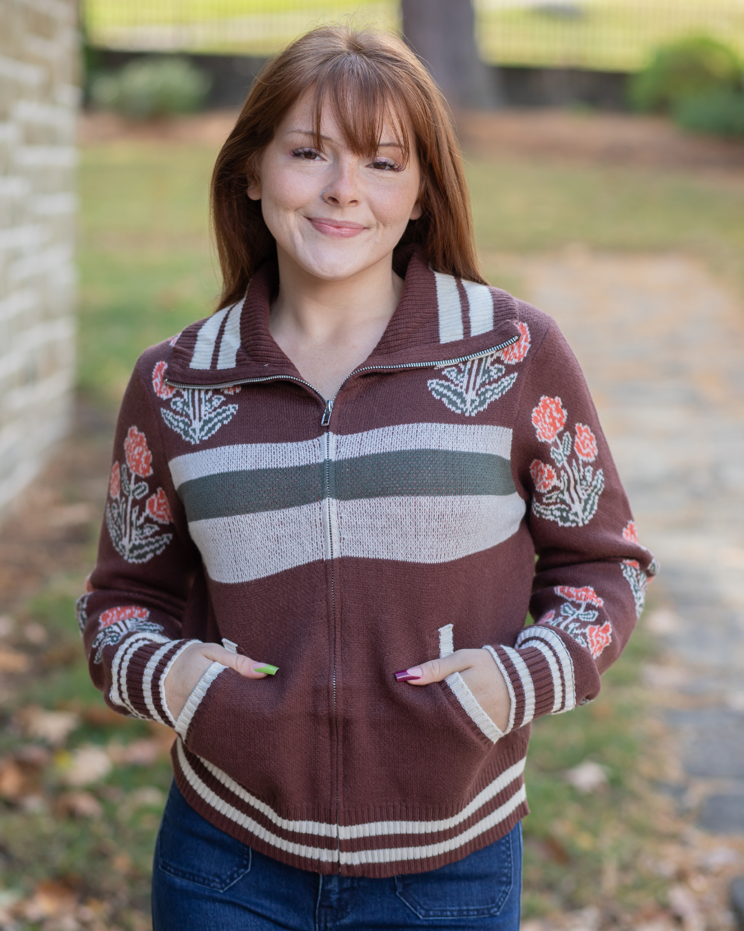 Knit Collared Sweater w/ Front Pockets