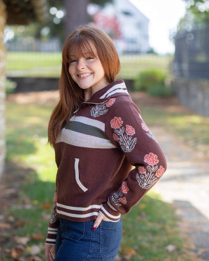 Knit Collared Sweater w/ Front Pockets