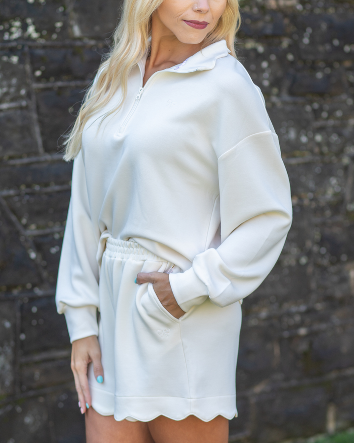 Ivory Scalloped Crewneck