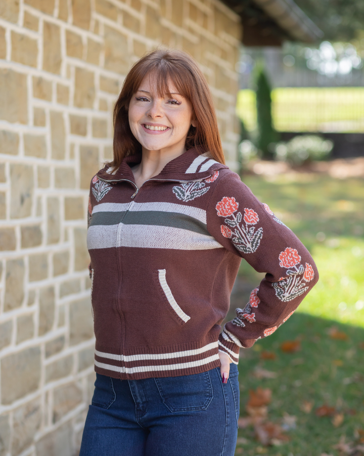 Knit Collared Sweater w/ Front Pockets