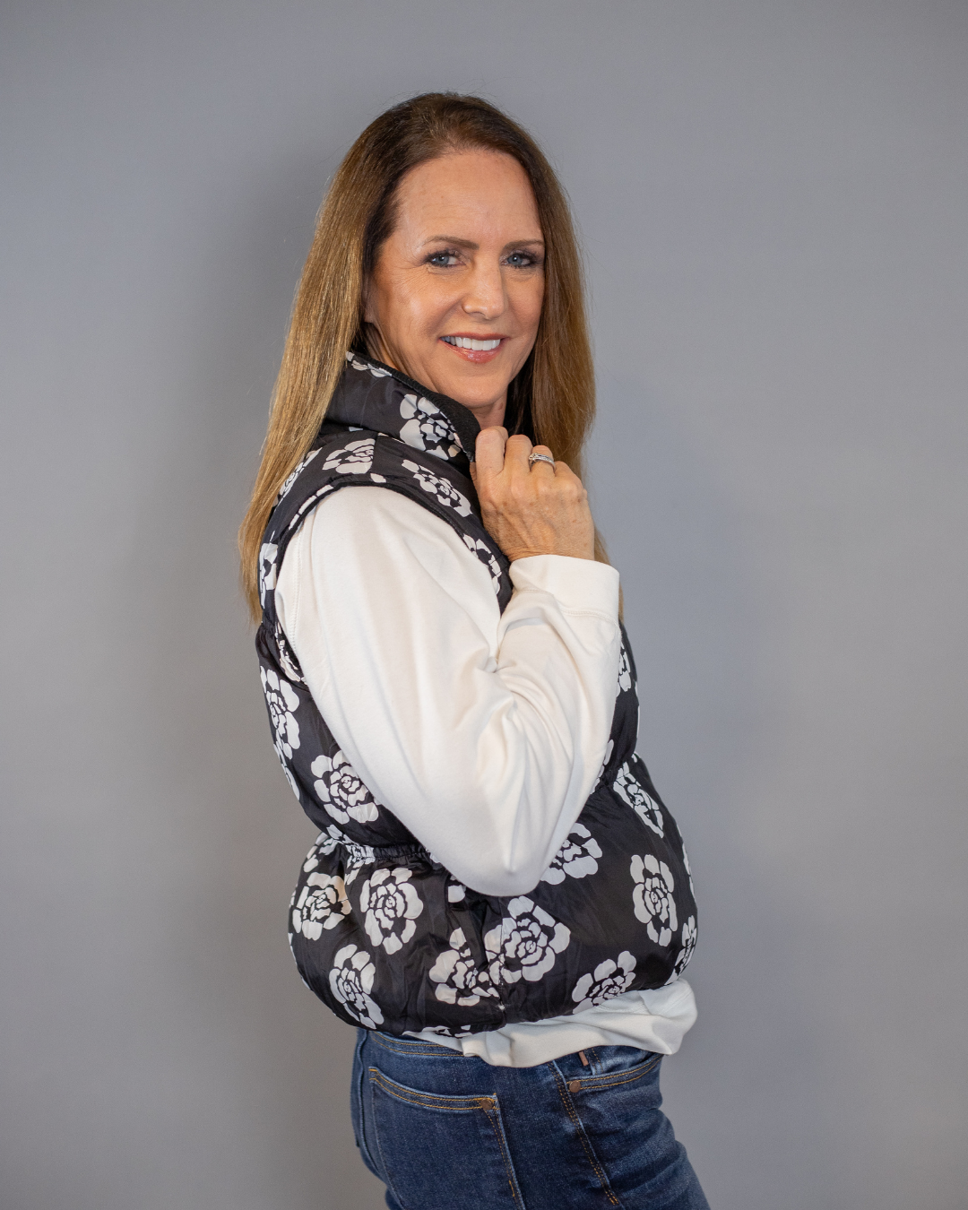 Reversible Black Floral Vest