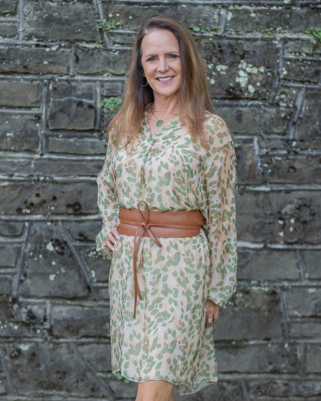 Green Leopard Print Dress