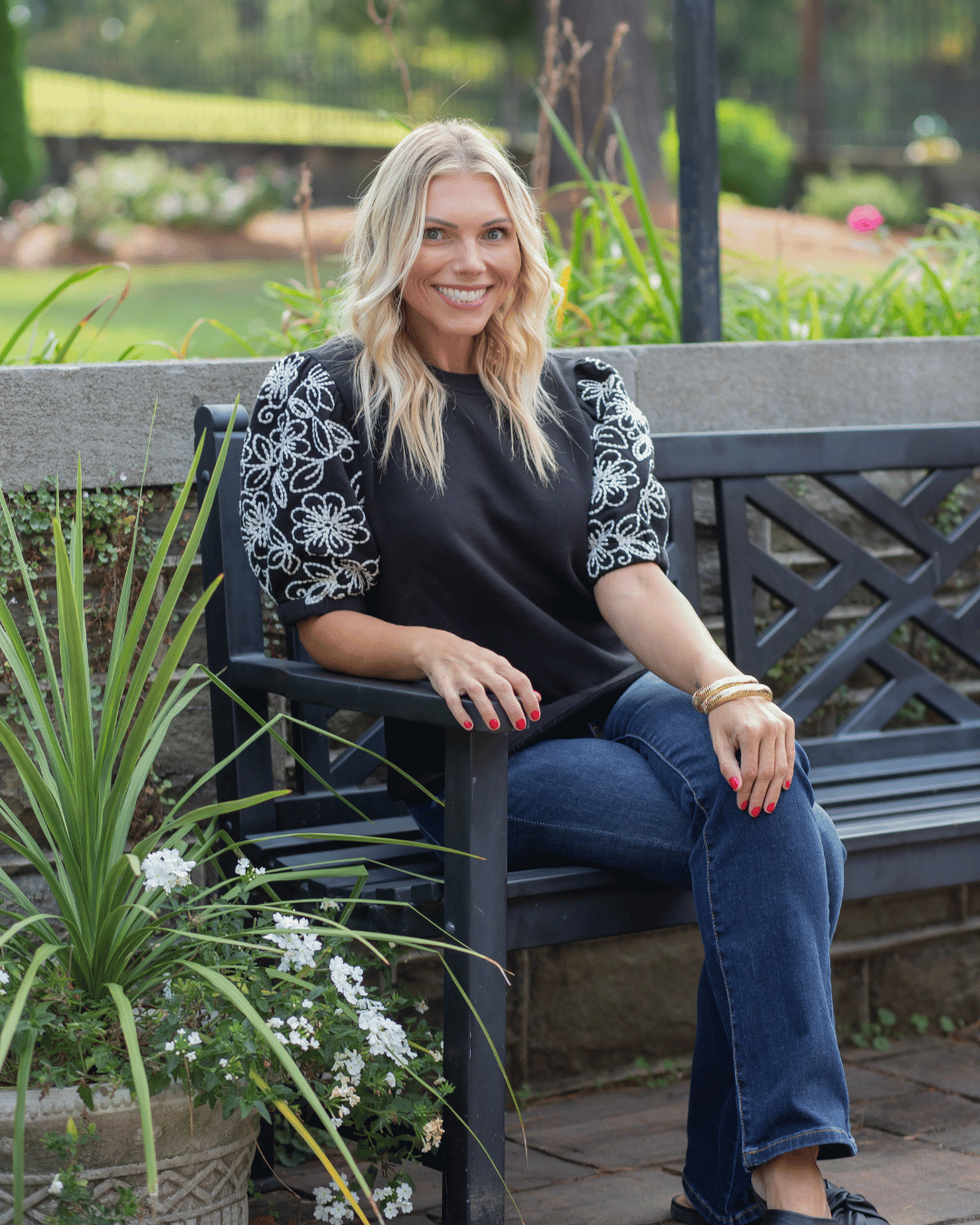Embroidered Sleeve Sweater