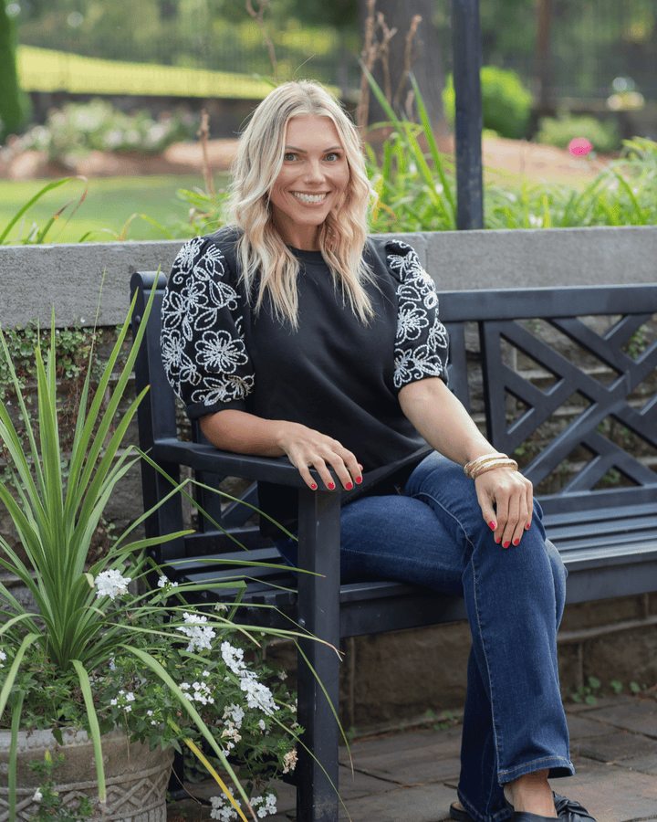 Embroidered Sleeve Sweater
