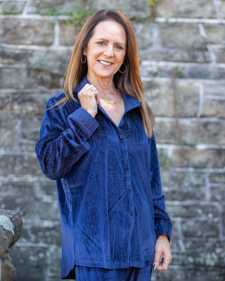 Holiday Velvet Button-Up Top