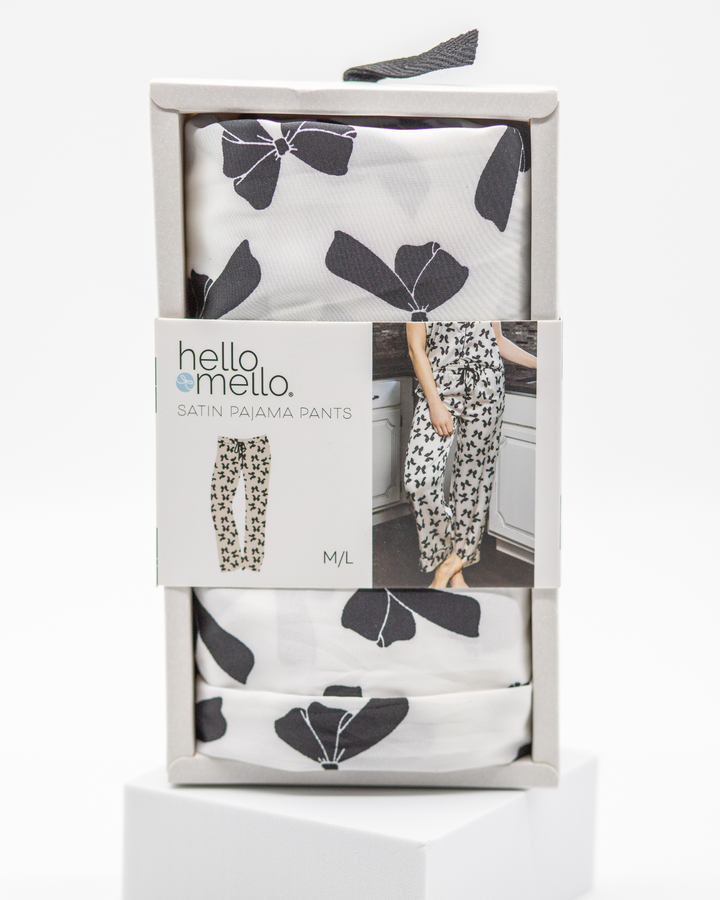 Satin Pajama Pants - Black Bows