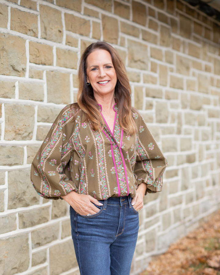 Lilac Trim Floral Top