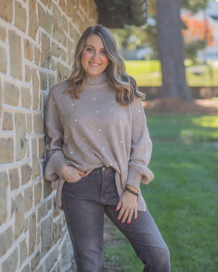 Subtle Polka Dot Detail Turtleneck