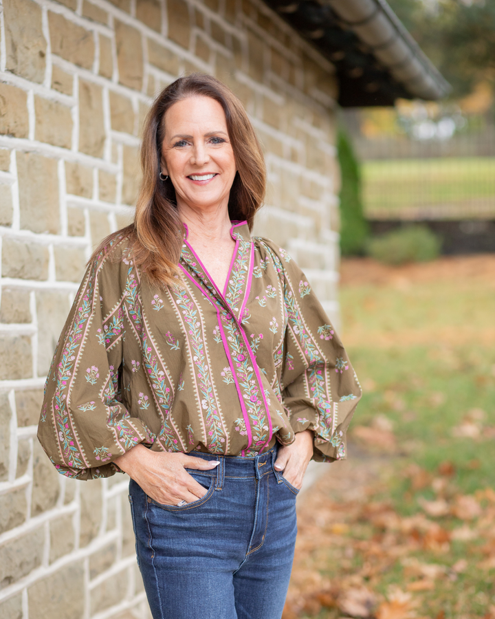 Lilac Trim Floral Top