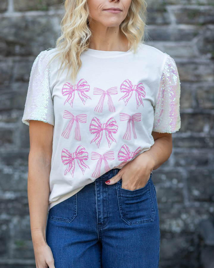 Pink Ribbons Sequins Top