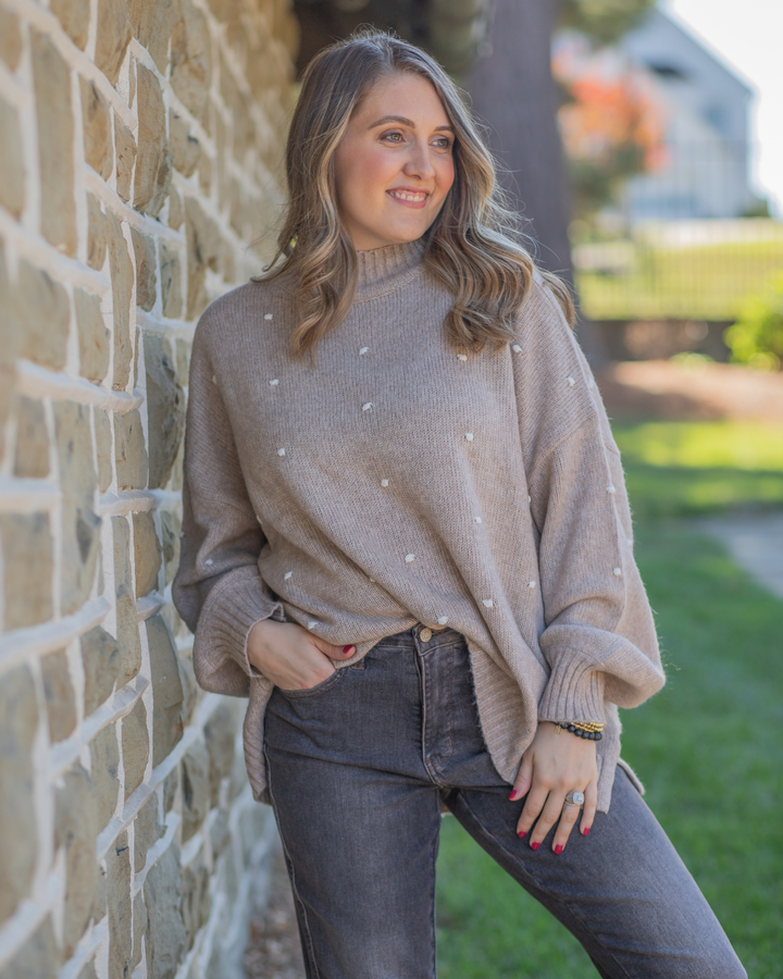 Subtle Polka Dot Detail Turtleneck