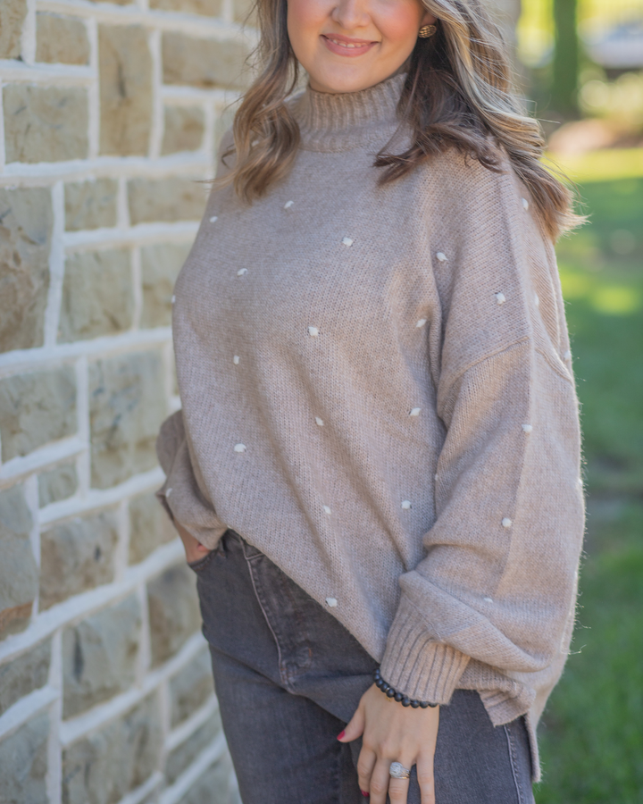 Subtle Polka Dot Detail Turtleneck