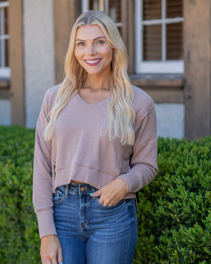 Relaxed Cropped Long Sleeve Top