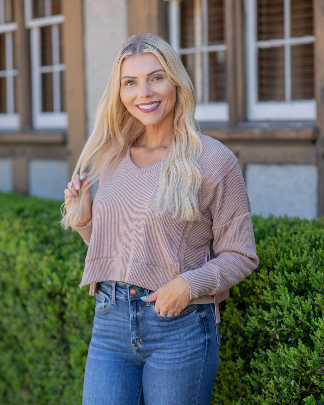 Relaxed Cropped Long Sleeve Top