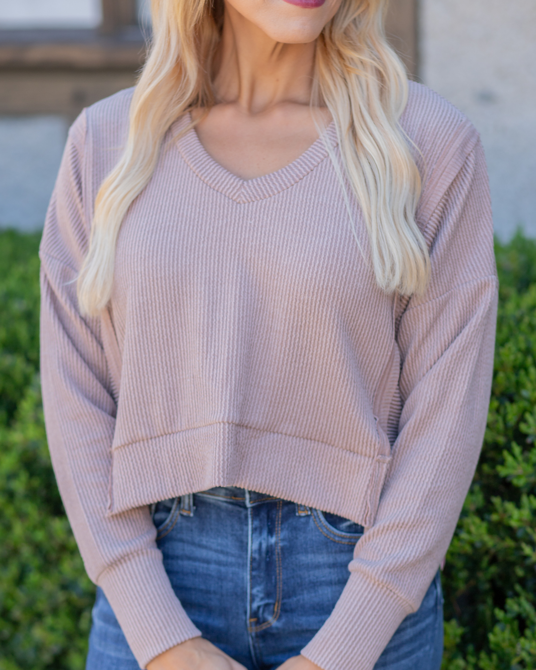 Relaxed Cropped Long Sleeve Top