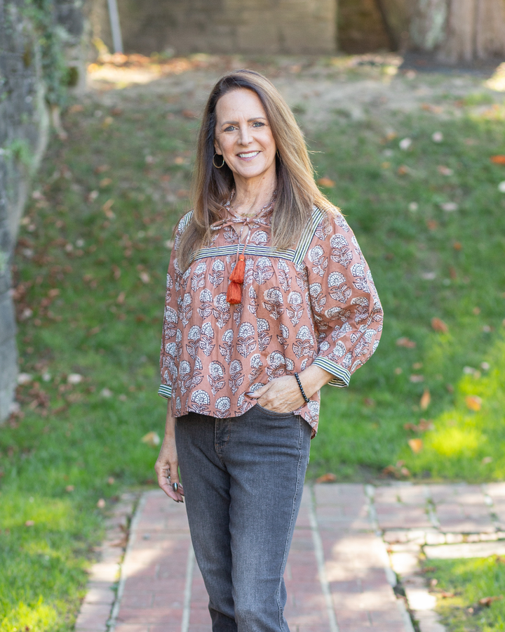 Autumn Breeze Cotton 3/4 Sleeve Blouse