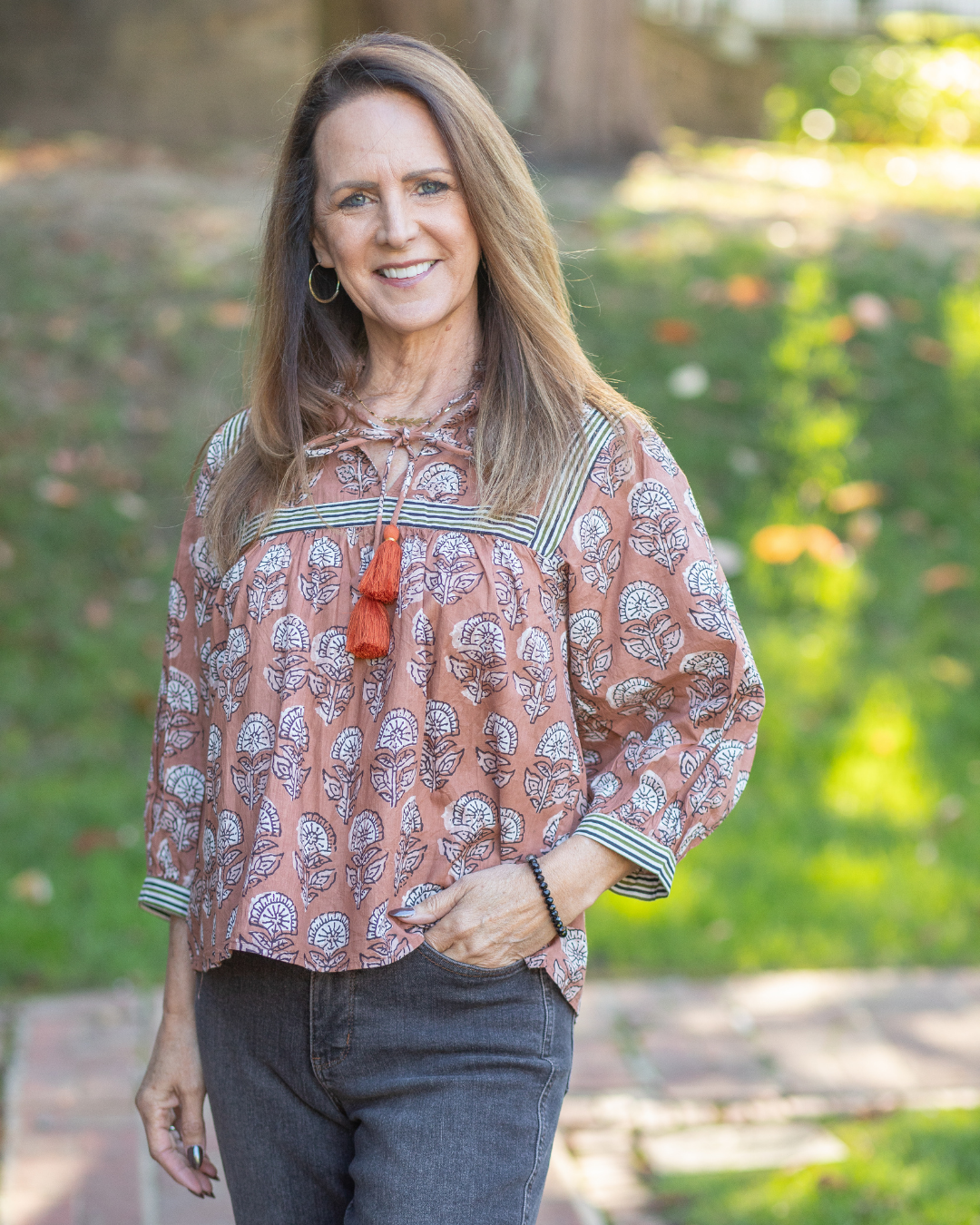 Autumn Breeze Cotton 3/4 Sleeve Blouse