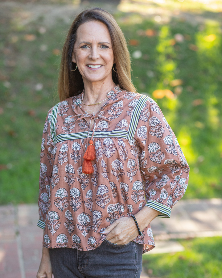 Autumn Breeze Cotton 3/4 Sleeve Blouse