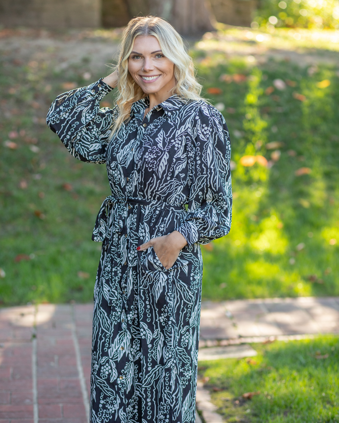 Midi Black & White Print Dress