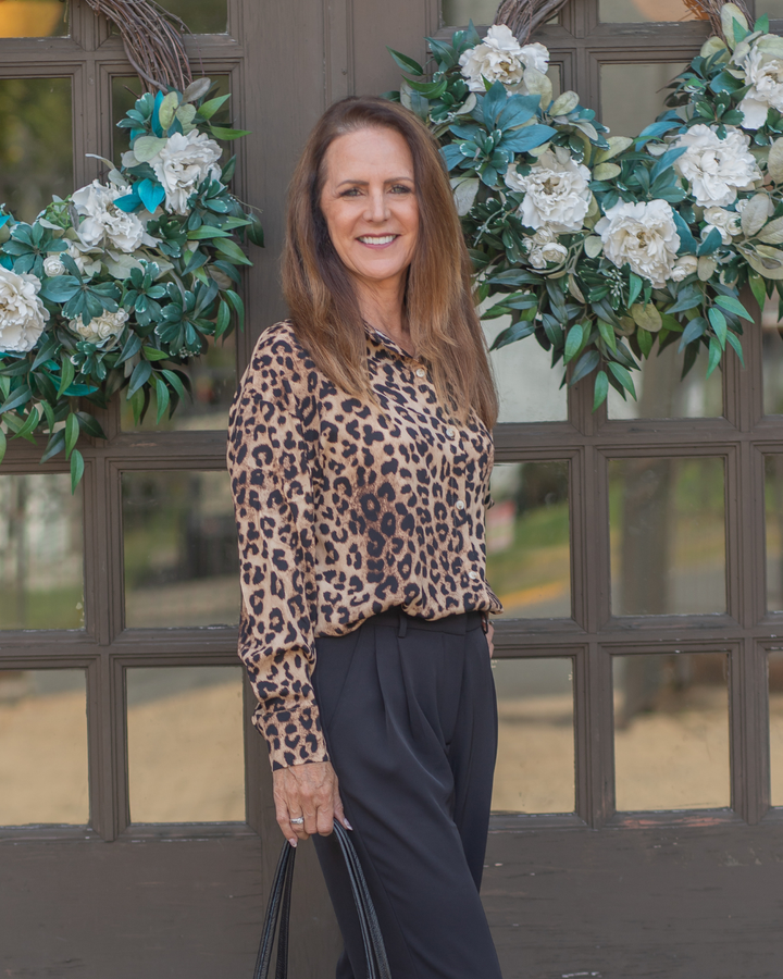 Cheetah Button-Up Top