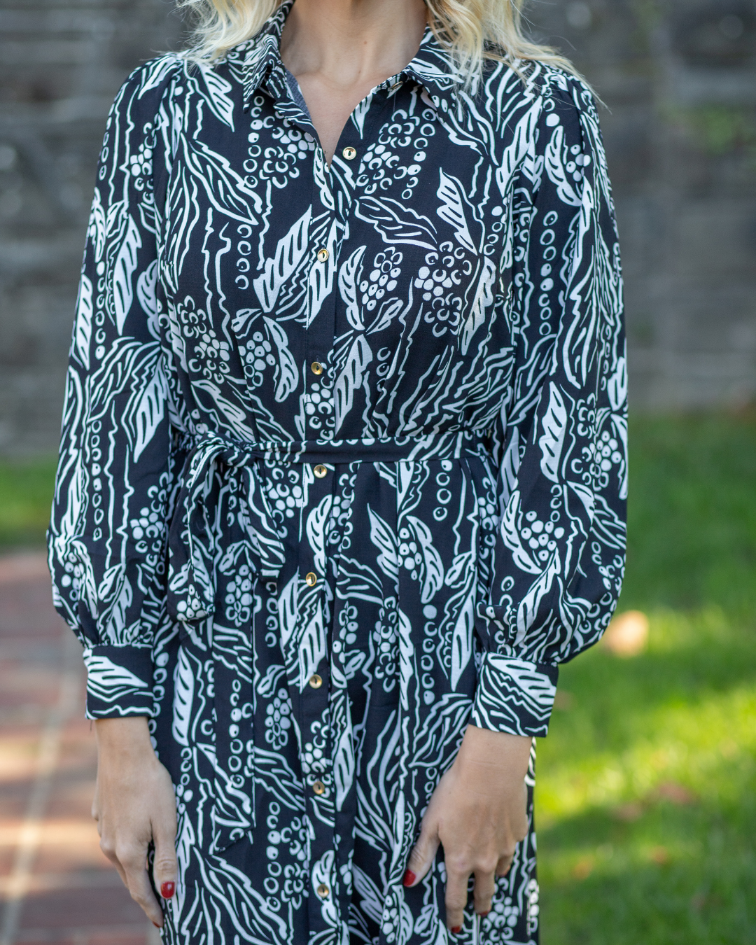 Midi Black & White Print Dress