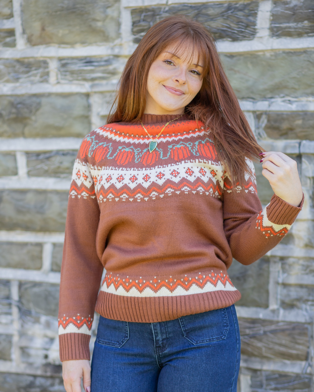 Pumpkin Pattern Turtleneck Sweater