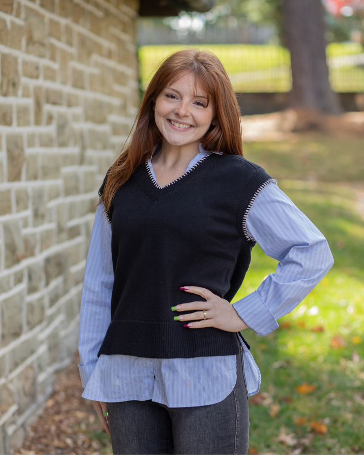 Layered Sweater Vest Blouse