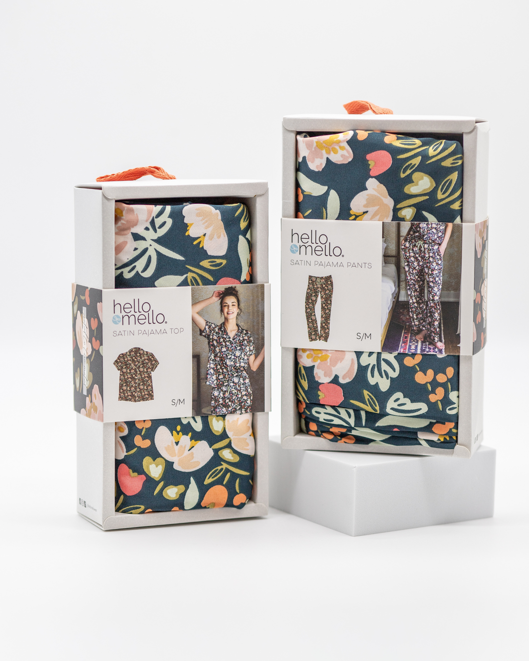 Satin Pajama Top - Navy Floral