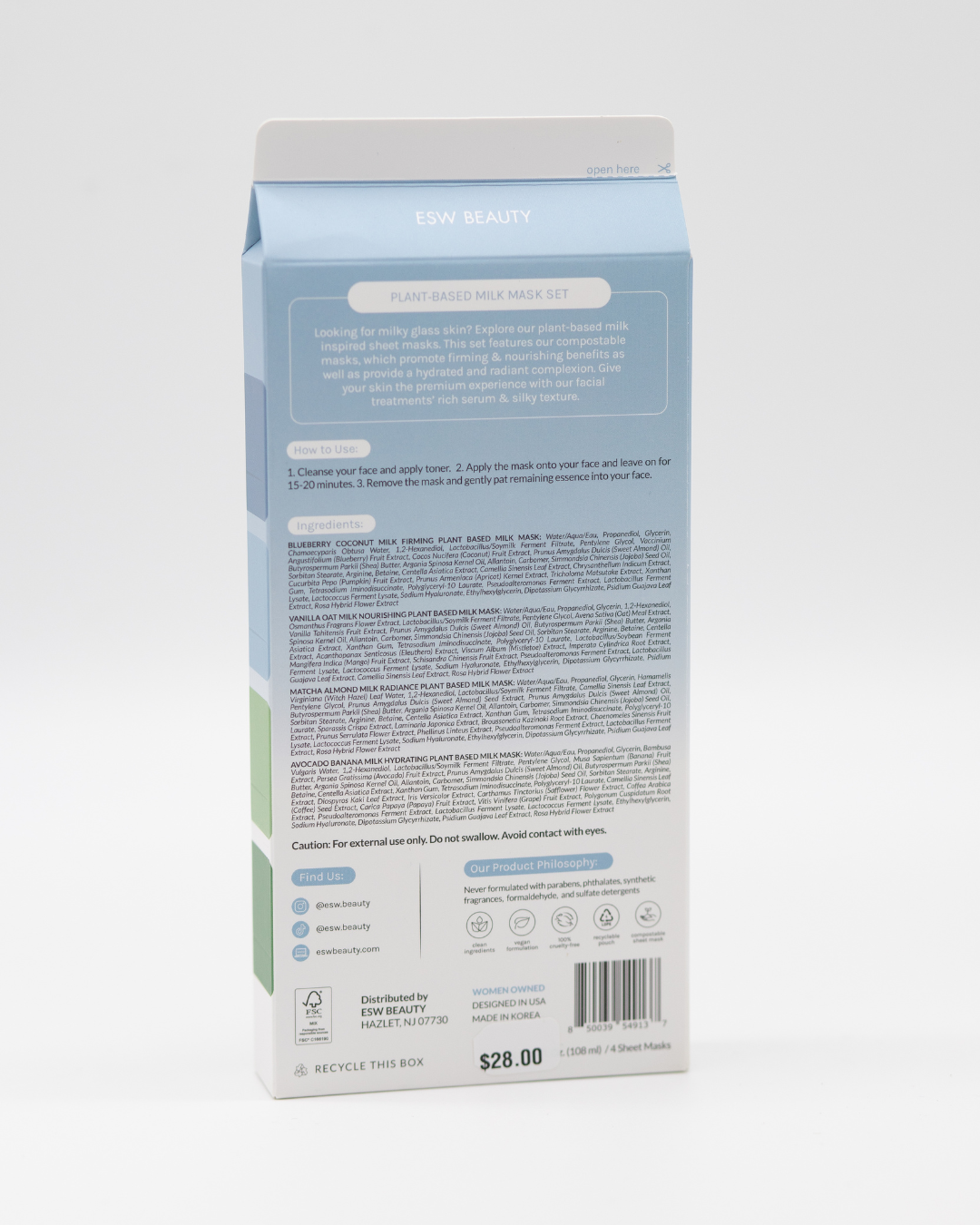 ESW Beauty Plant Based Milk Mask Set