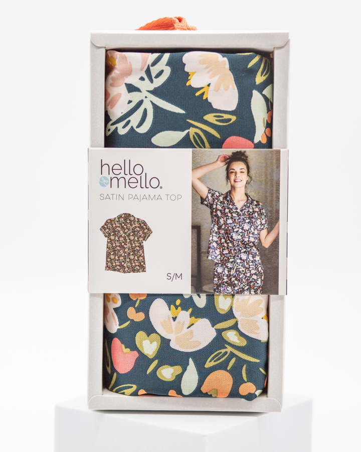 Satin Pajama Top - Navy Floral