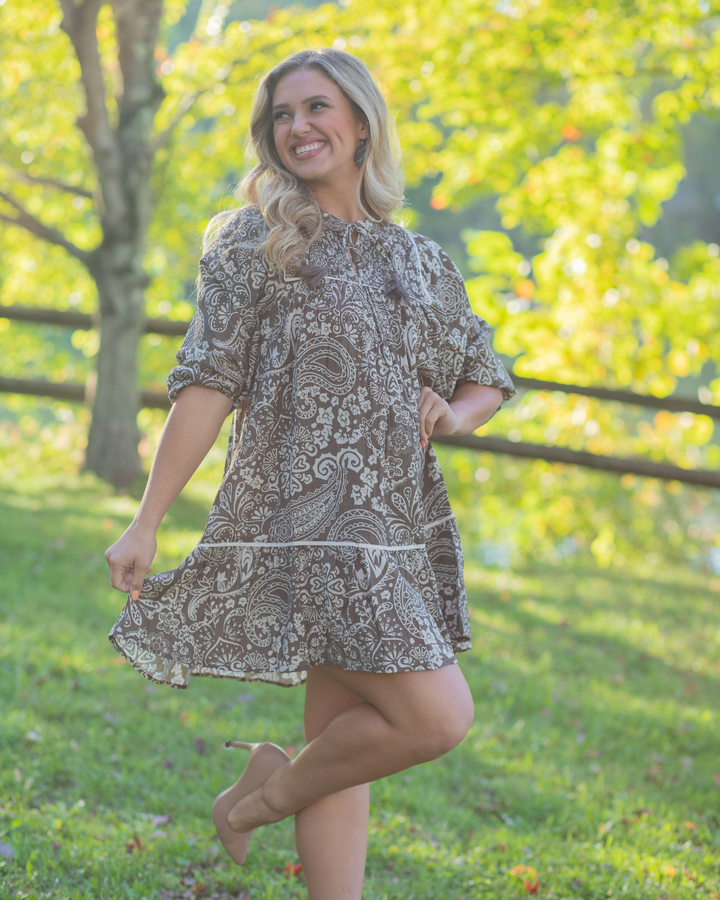Mocha Paisley Dress