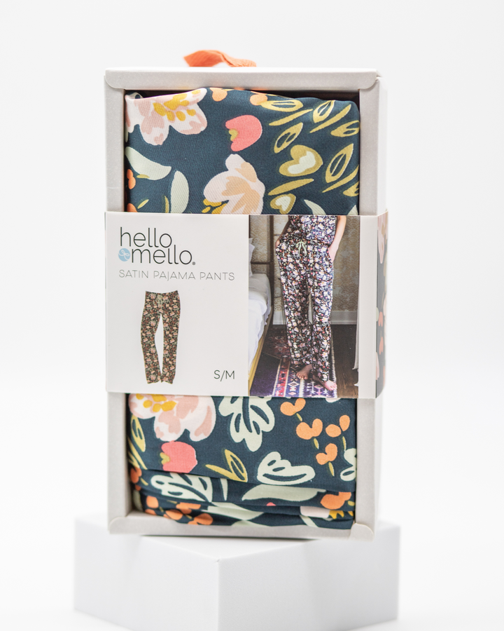 Satin Pajama Pants - Navy Floral